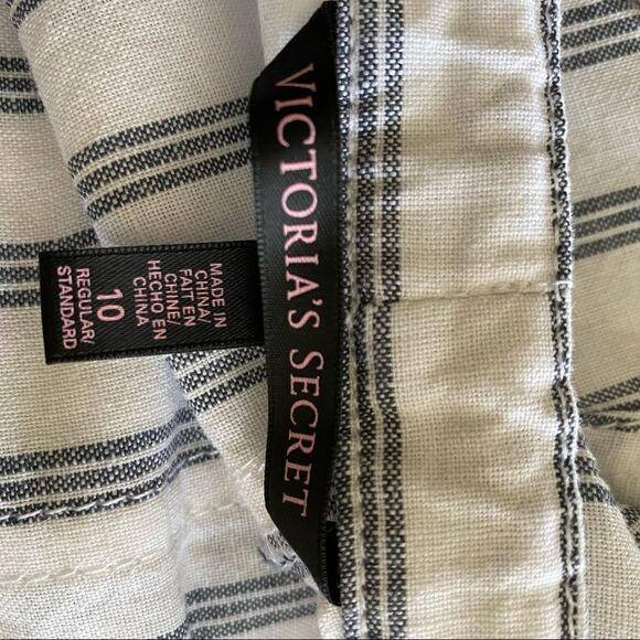 VICTORIA Secret-Beach Stripe Linen Wide Leg Pants - Picture 8 of 9